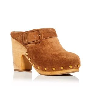 Veronica Beard Suede Dacey Pecan Clogs Shoes 9M